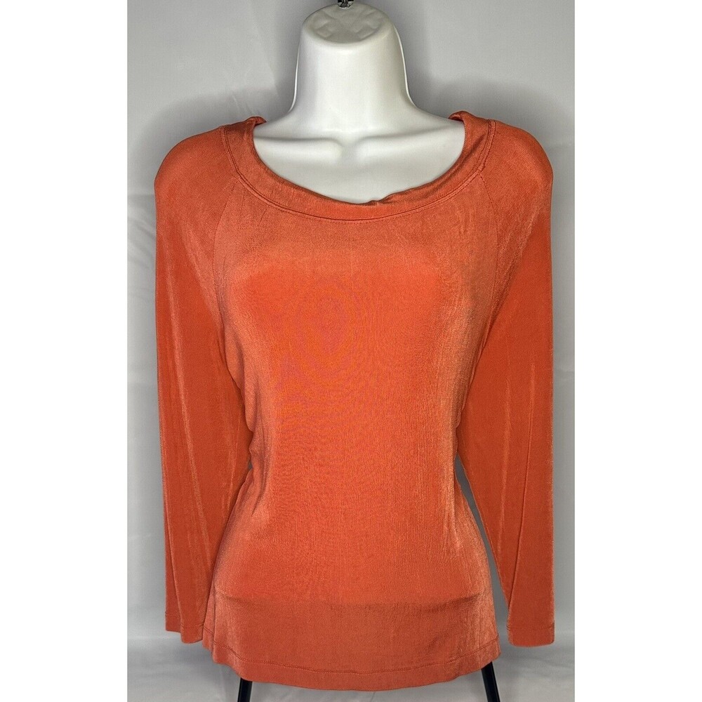 Coldwater Creek 3/4 Sleeve Top Women's Size M pumpkin Orange Stretch